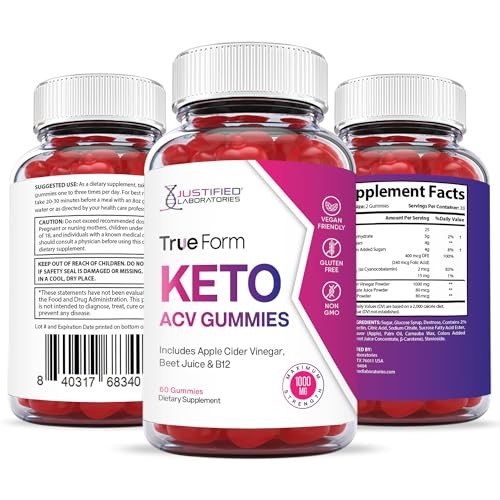 Justified Laboratories True Form Keto ACV Gummies 1000MG Vegan Non GMO