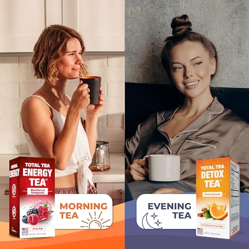 Total Tea Detox Tea & Energy Tea Set - 25 Day Detox Tea - Herbal SIim Tea