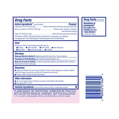 Boiron Cyclease PMS Relief Tablets for Symptoms from PMS of Bloating, Aches, Mood Swings, and Irritability Boiron