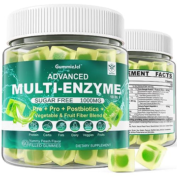 Sugar Free Digestive Enzymes Gummies 1000mg - Break Down Food Quickly - Chewable 