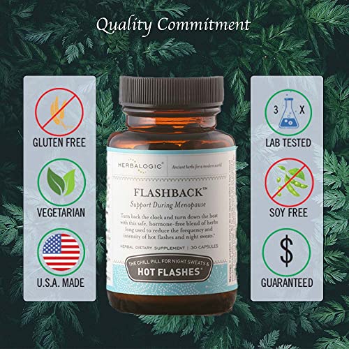 Herbalogic - Flashback Herb Capsules - Natural Relief for Menopausal Hot Flashes, Night Sweats, Sleeplessness Herbalogic