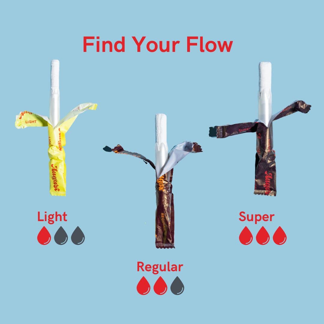 August Organic Cotton Tampons, Super tampons, BPA Free Long Applicators, Non-Toxic Organic August