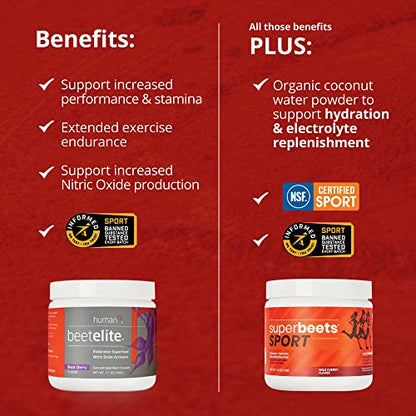 humanN SuperBeets Sport Pre Workout Powder – NSF Certified for Sport – Caffeine Free