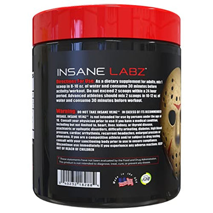 Insane Labz Insane Veinz Non Stimulant NO Enhancing Powder, Nitric Oxide Booster