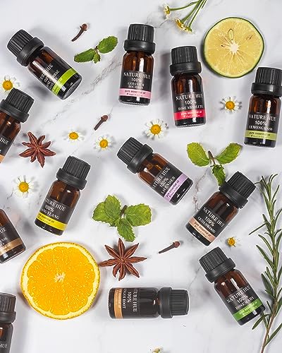 NATURE HUE Lemongrass Essential Oil - 10 mL (1/3 oz) - Pure, Natural, Therapeutic Grade NATURE HUE