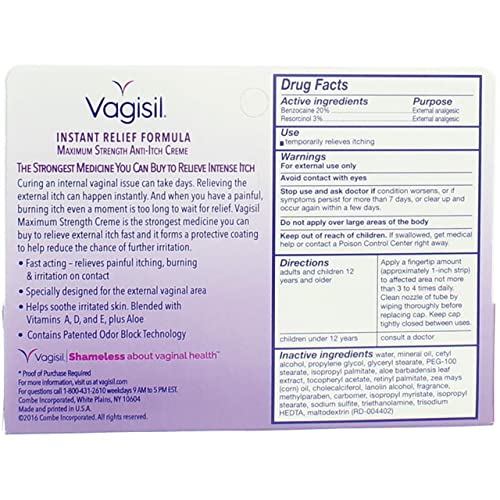 Vagisil Maximum Strength Anti-Itch Creme 1 oz (Pack of 3) Vagisil