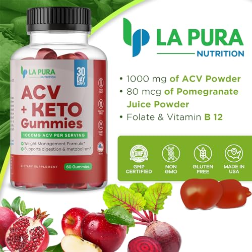 LaPura ACV 1000 mg + Keto Gummies for Weight Loss, 60 Gummies - 1000 mg Apple Cider