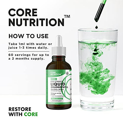 Core Nutrition Liquid Chlorophyll Drops for Water - 2 Fl. Oz for 60 Servings - 2 Month Supply