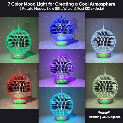 Disco Ball Diffuser Rotating - 300 ML Mirror Ball Oil Diffuser, Essential Oils Diffusers for Home SCANDINORDICA