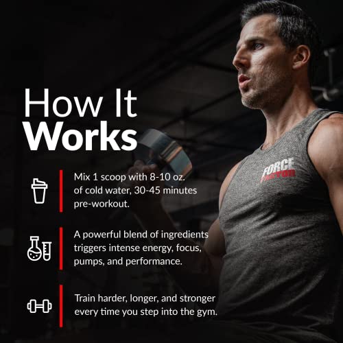 FORCE FACTOR Test X180 Pre-Workout Powder & Energy Supplement, Boost Focus