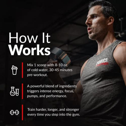 FORCE FACTOR Test X180 Pre-Workout Powder & Energy Supplement, Boost Focus