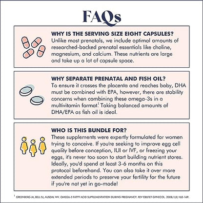 FullWell Fertility Trio | Prenatal Vitamin + DHA & Fertility Booster | Choline, Folate, Omega 3