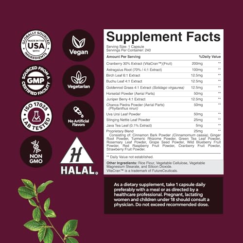 Kidney Support Cranberry Supplement for Women and Men - High Strength Kidney