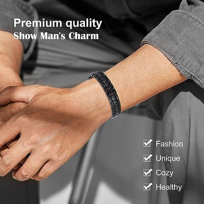 JEROOT Magnetic Bracelets for Men, Pure Titanium Double Row Strong Magnets