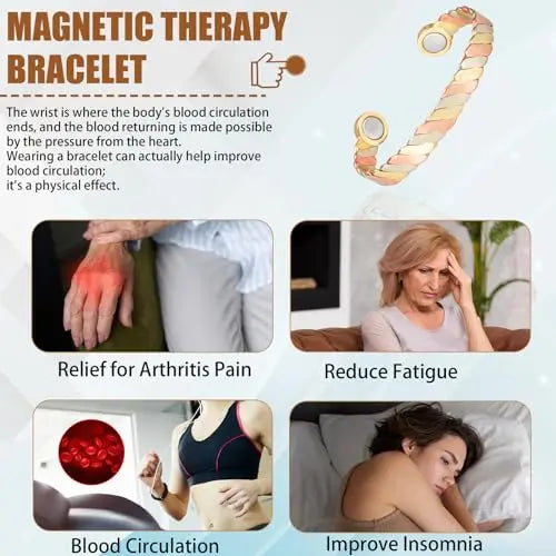 MagVIVACE Women Copper Magnetic Bracelet for Arthritis, Pure Copper Jewelry, Lymph Detox Bracelets MagVIVACE