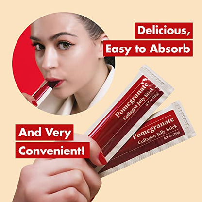 FRESHBELL Pomegranate Collagen Jelly Stick (20g x 30 sticks) Marine Collagen Peptide