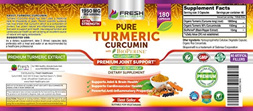 Turmeric Curcumin with BioPerine 1950mg - Natural Joint & Healthy Inflammatory