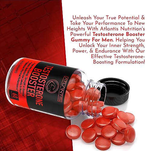 Testosterone Booster For Men Gummies - Enhances Strength & Stamina - Optimizes Physical Atlantis Nutrition