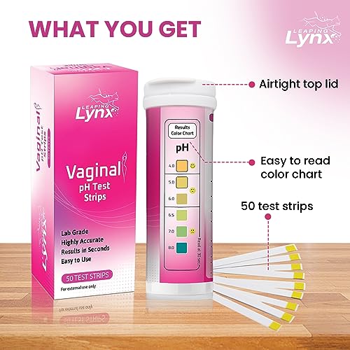 5-Minute Vaginal pH Test Kit for Women - 50 Premium-Quality Vaginal Heath pH Test Strips Included Leaping Lynx
