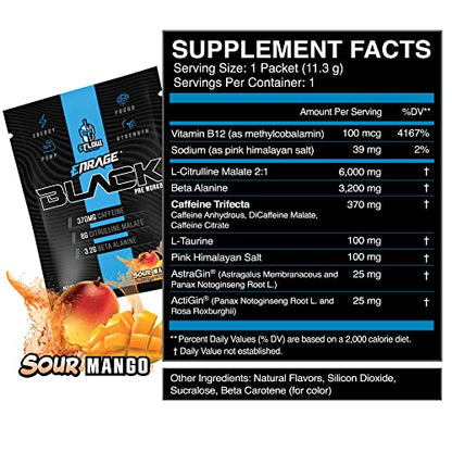 eFlow Nutrition ENRAGE Black Preworkout Sample Packs - Travel Packs - High Stim Energy, Pump, Strength, Endurance, Focus, Nootropic formula - Variety (6 Packs)