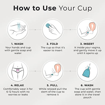 CareCup Menstrual Cups - Set of 2 Reusable Period Cups - Premium Design with Soft