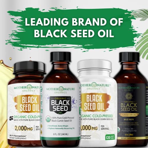 Organic Black Seed Oil Capsules - 3 Month Supply - 180 Count (2000mg Per Serving) Mother Nature Organics Superfoods for Organic Living