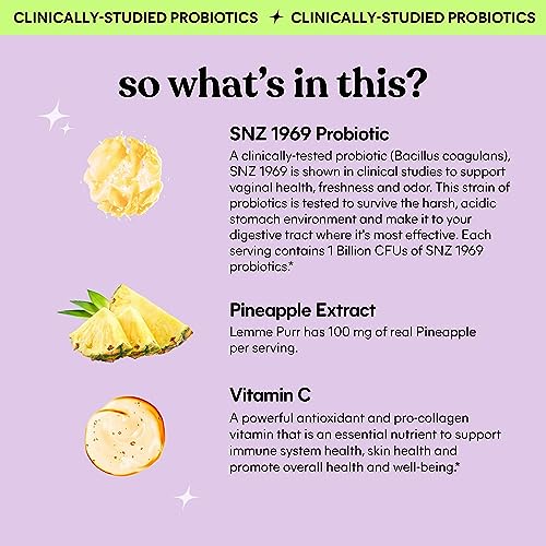 Lemme Purr Vaginal Probiotic Gummies for Women - Balanced pH, Healthy Odor, Yeast Balance & Flora Lemme