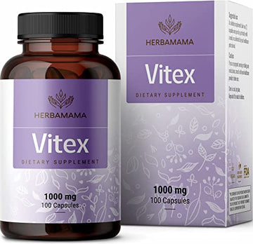 HERBAMAMA Vitex Supplement for Women - Organic Vitex Chasteberry Pills - Vegan Supplements