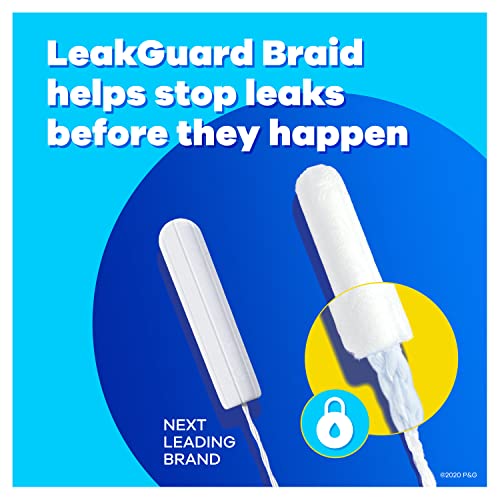 Tampax Pearl Tampons Super Plus Absorbency, with Leakguard Braid, Unscented, 50 Count