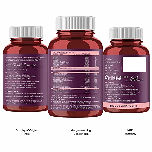 Roti Prenatal Multivitamin for Pregnancy with 300mg DHA & 18 Ingredients - 60 Capsules Roti