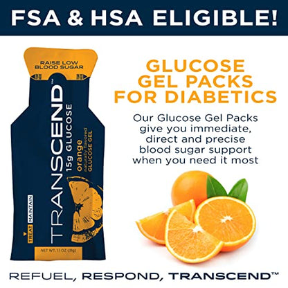 Transcend Glucose Gel Packs - Orange, 60 Pack (1.1oz Each) - FSA/HSA