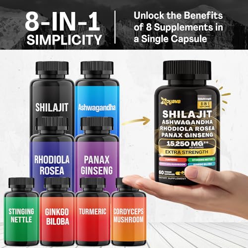 Zoyava Shilajit Pure Himalayan 9000MG,Energy Booster Ashwagandha 2000MG Zoyava