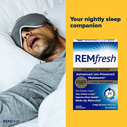 REMfresh 2mg Advanced Melatonin Sleep Aid Supplement (36 Caplets) REMfresh