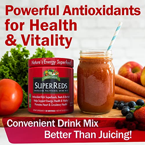 Garden Greens Super Reds Energizing Polyphenol Superfoods, Antioxidants, Powder Drink Garden Greens