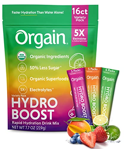 Orgain Organic Hydration Packets, Electrolytes Powder - Variety Pack Hydro