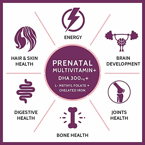 Roti Prenatal Multivitamin for Pregnancy with 300mg DHA & 18 Ingredients - 60 Capsules Roti
