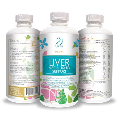 Actif Liver Mega Liquid Support - Complete Liver and Bile Maximum Strength Supplement ACTIF