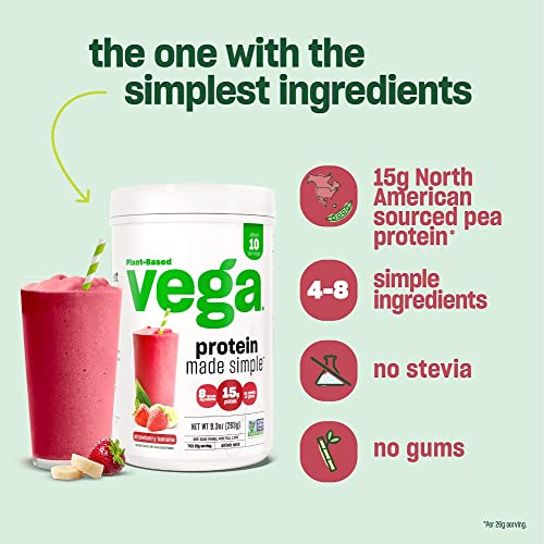 Vega Protein Made Simple Protein Powder, Vanilla - Stevia Free, Vegan, Plant Based Vega