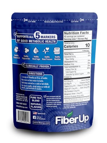 FIBER UP, Delicious Prebiotic Soluble Fiber Supplement, Very Berry Tea, 45 Servings.
