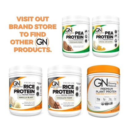 Growing Naturals | Vanilla Rice Powder 15g Plant Protein | 2.8G BCAA, Low-Carb