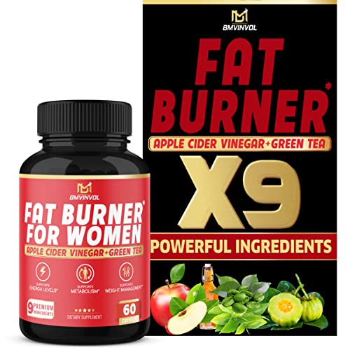 Fat Burner for Women, 9-in-1 Powerful Blend of Apple Cider Vinegar, Green Tea, Garcinia Cambogia