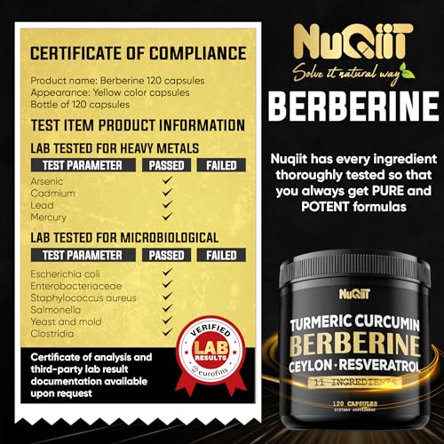 Berberine Supplement 14000mg Turmeric Curcumin 4500mg Trans-Resveratrol 4500mg Nuqiit