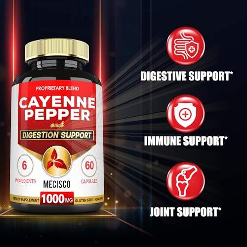 Mecisco 6in1 Cayenne Pepper Capsules Organic with Ginger Root, Beet Root, and Black Pepper