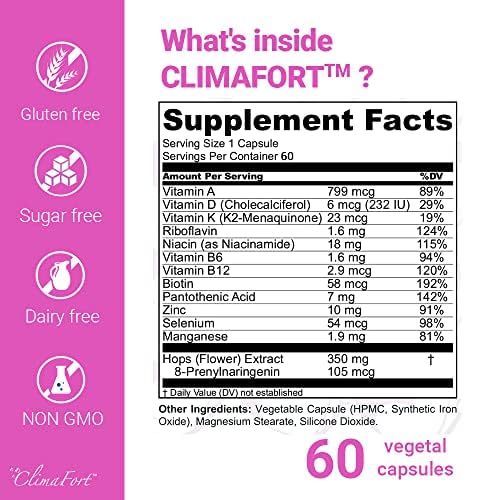 ClimaFort 60 Day Supply - Menopause Supplement for Women, premenopause Hormone Balance Climafort