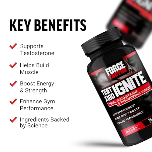 FORCE FACTOR Test X180 Ignite Testosterone Booster for Men, Testosterone Support Force Factor