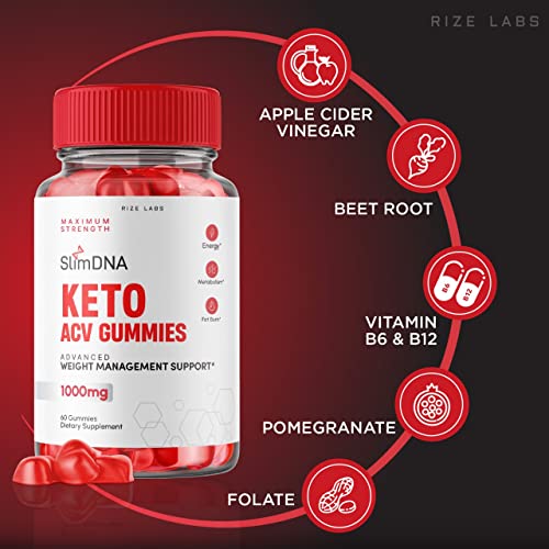rize labs (3 Pack) SlimDNA Keto Gummies - ACV for Advanced Weight Loss with Apple Cider rize labs