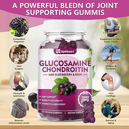 UPNEUTRI Glucosamine Chondroitin Gummies Sugar Free, Extra Strength 1500mg Glucosam