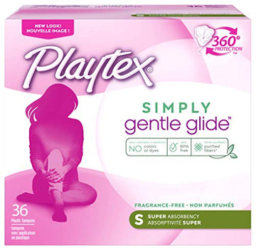 Playtex Simply Gentle Glide Unscented Tampons, Super Absorbency, 36 Count (Pack of 1)