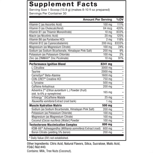 FORCE FACTOR Test X180 Pre-Workout Powder & Energy Supplement, Boost Focus