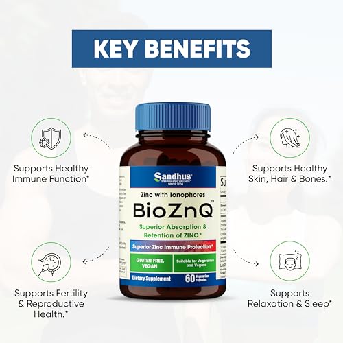 Sandhu's BioZnq 900mg Vegetarian Capsules Zinc Supplement with Quercetin Sandhu's
